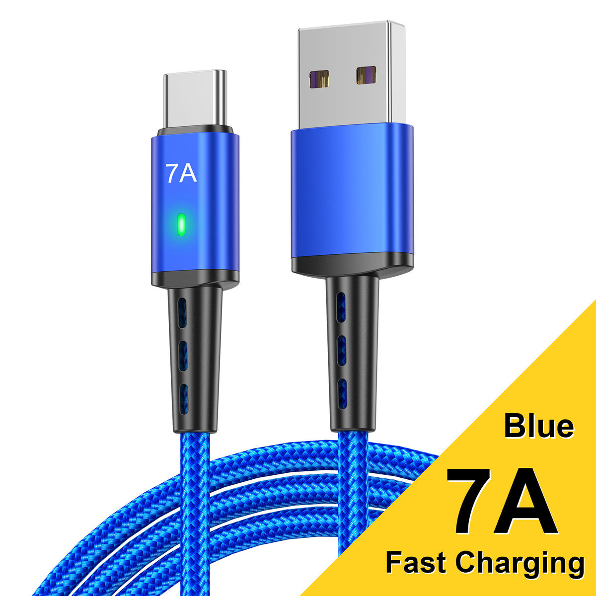 Cable de carga rápida USB-C trenzado de 2 m y 7 A para Android