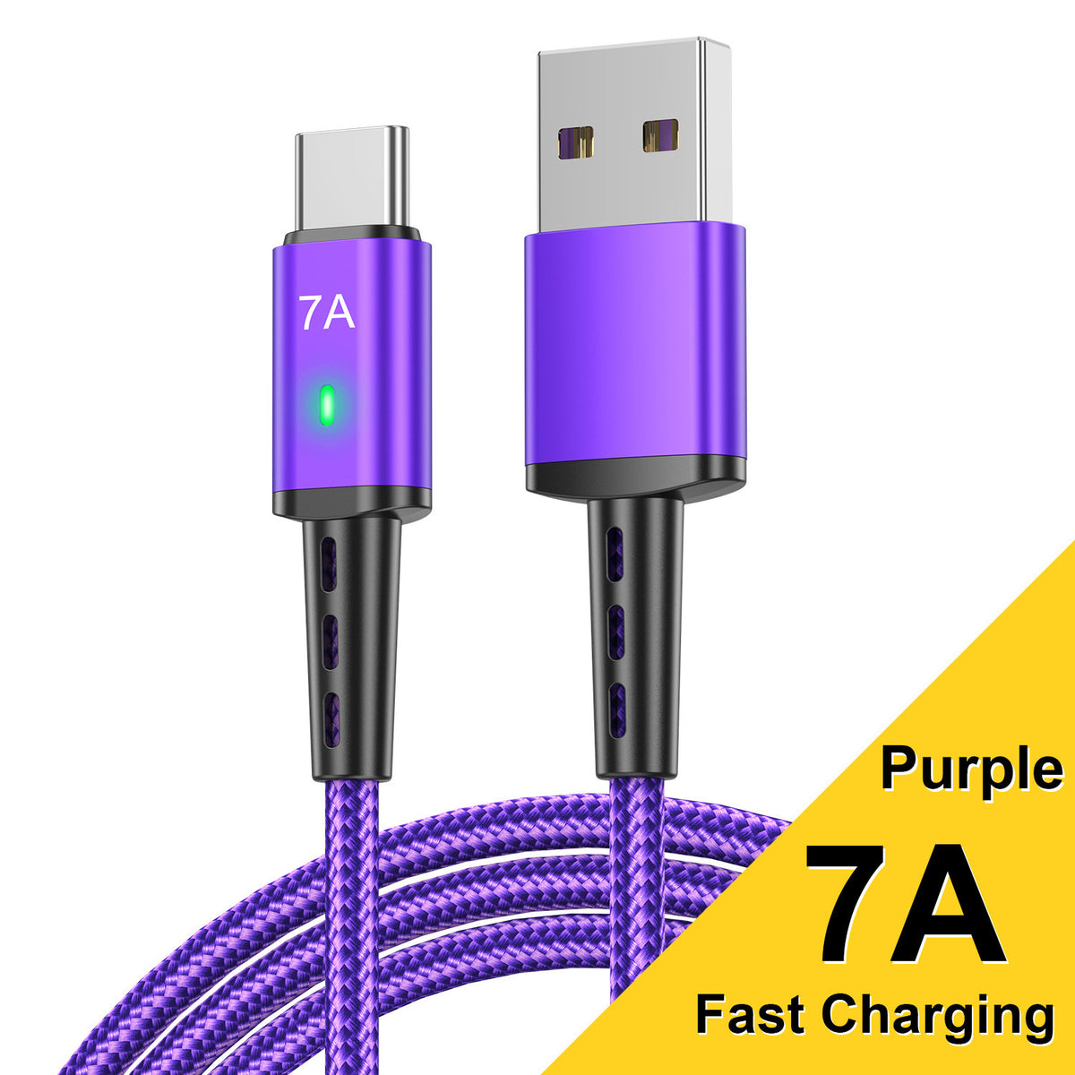 Cable de carga rápida USB-C trenzado de 2 m y 7 A para Android