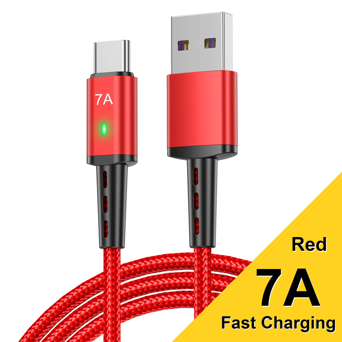 Cable de carga rápida USB-C trenzado de 2 m y 7 A para Android