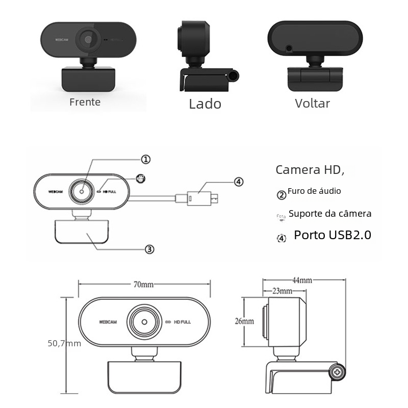 Webcam USB HD 2K para Reuniones en Línea y Streaming